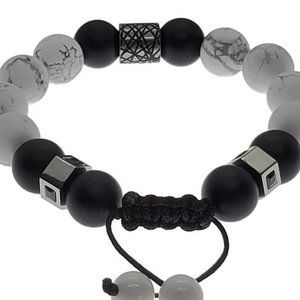 Howlite Bracelet, 12mm Genuine Howlite, White Ston